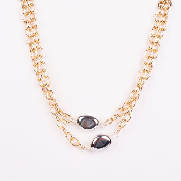 25-93114 COLLAR LARGO CADENA MEDIANA CON OVALOS  PLATA