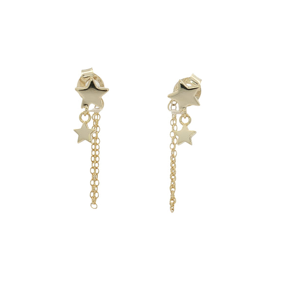 04910 Aretes estrellas con cadena dorado