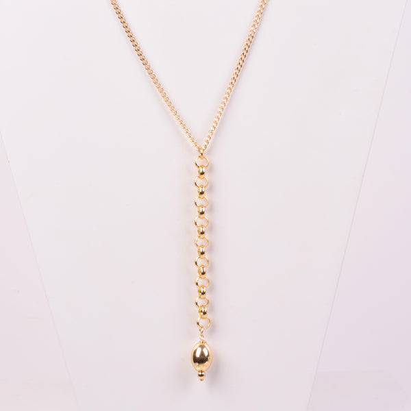 25-9317 Cadena lariat con terminacion ovalo dorado