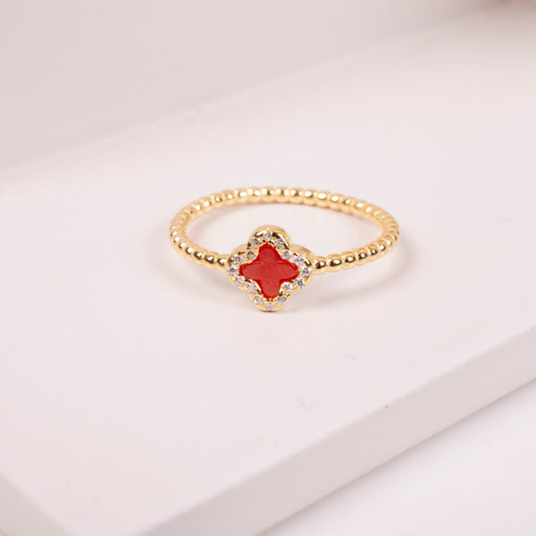 24-0245 Anillo flor coral dorado talla 8