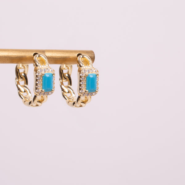 73962 Arracadas eslabones zirconia turquesa